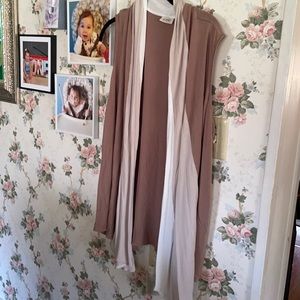 Logo by Lori Goldstein beige cream long vest 2xl EUC